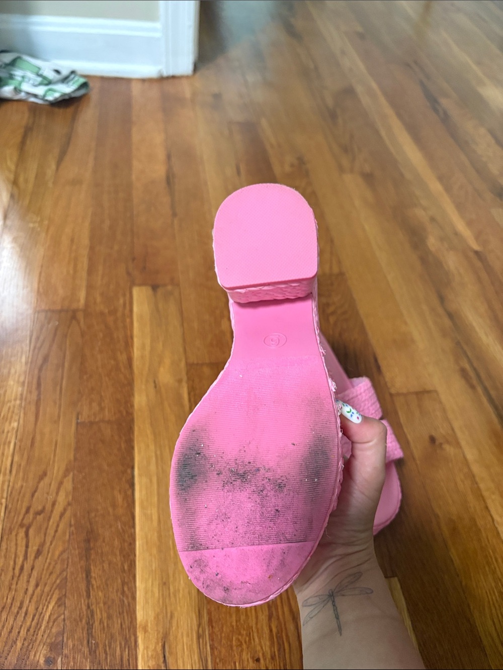 Wild Pair Pink Braided Platform Slide Heels - Picture 3 of 6